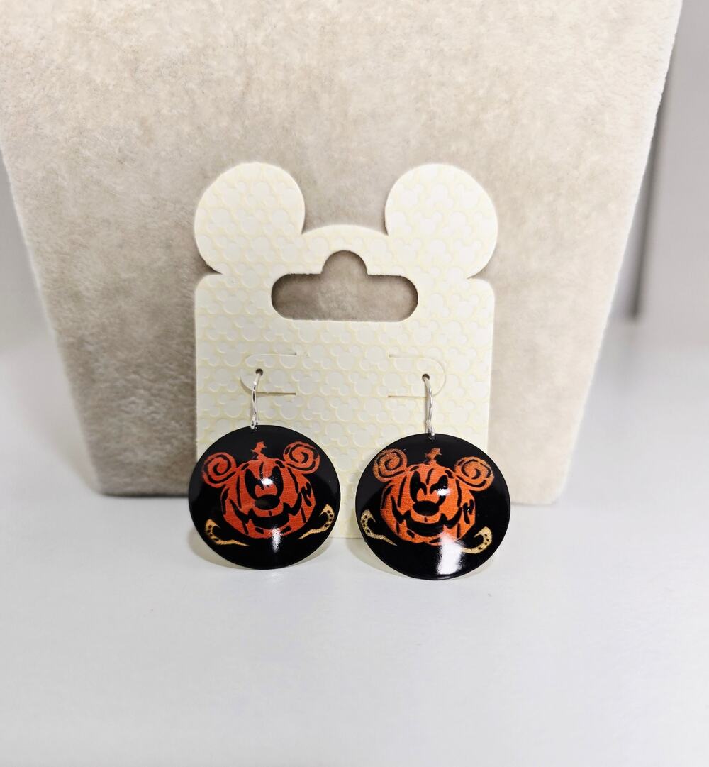 Disney Parks Round Scary Halloween Pumpkin Earrings New